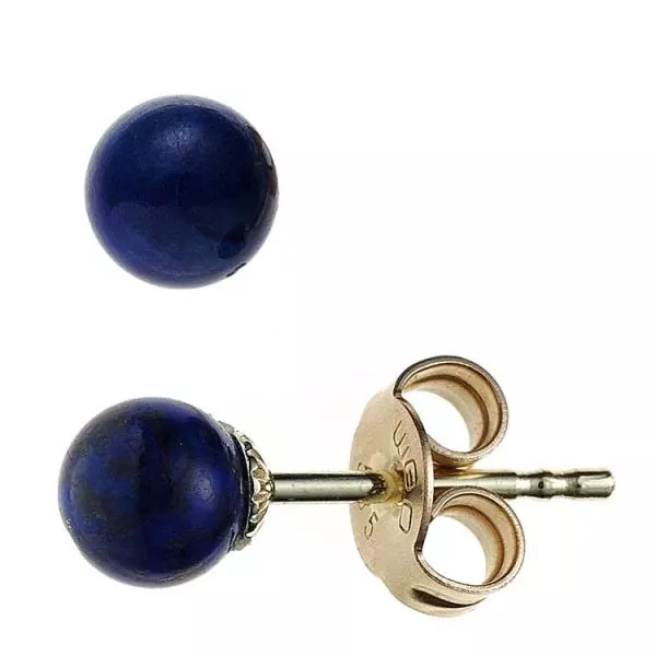 Ohrstecker aus Gelbgold mit 2 Lapislazuli