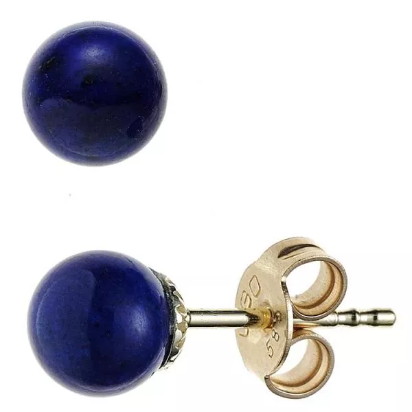 Ohrstecker aus Gelbgold mit Lapislazuli