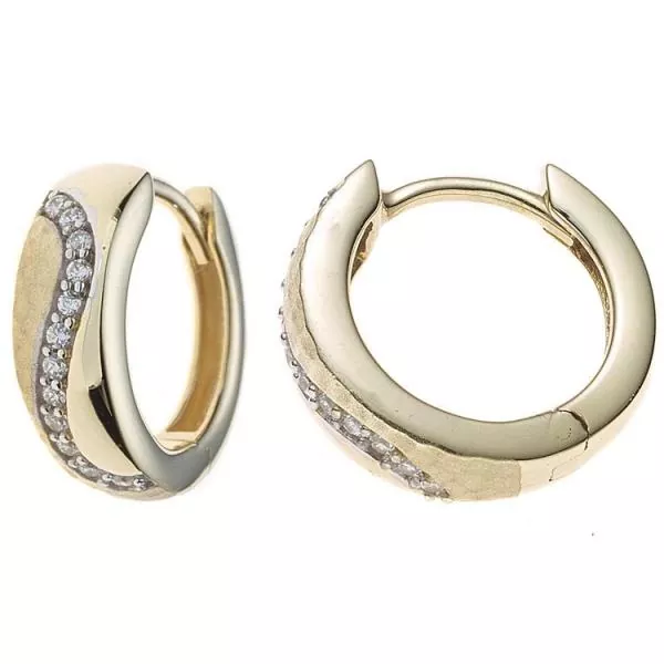 Creolen aus 333 Gelbgold mit Zirkonia, teilmattiert