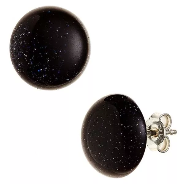 Silberne Ohrstecker mit Goldfluss-Edelsteinen