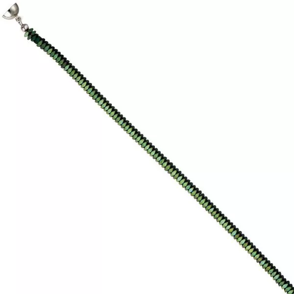 Collier Edelsteinkette Hämatin grün 45 cm Halskette Kette