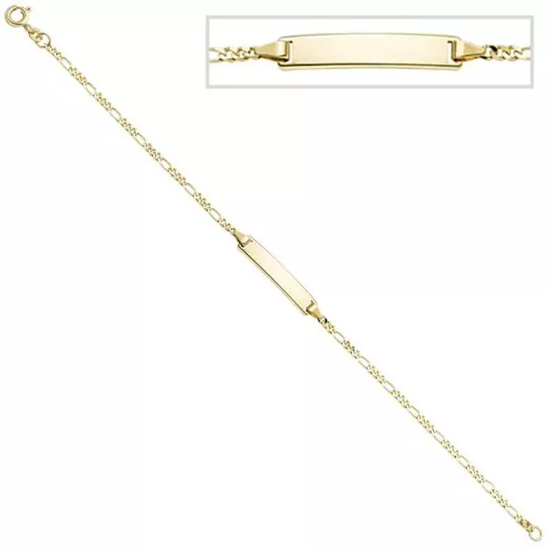 Schildband 333 Gold Gelbgold 18,5 cm Gravur ID Armband Federring