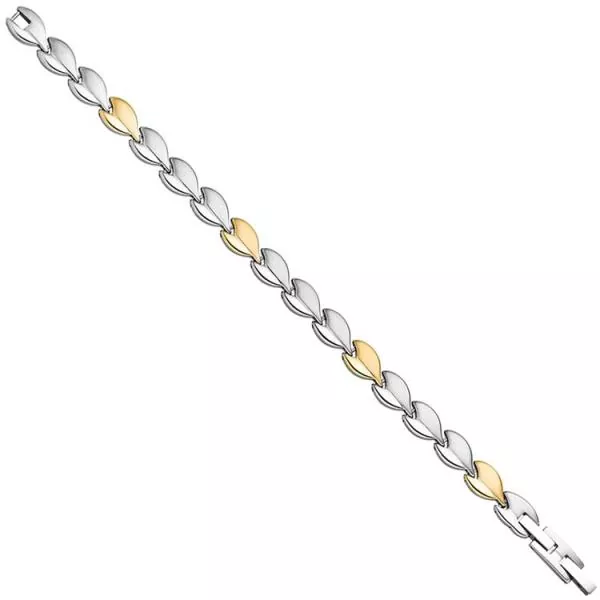 Armband Edelstahl mattiert gold farbene Beschichtung bicolor 20 cm