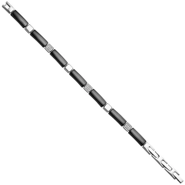21 cm langes Armband aus Keramik, Edelstahl mit ZIrkonia