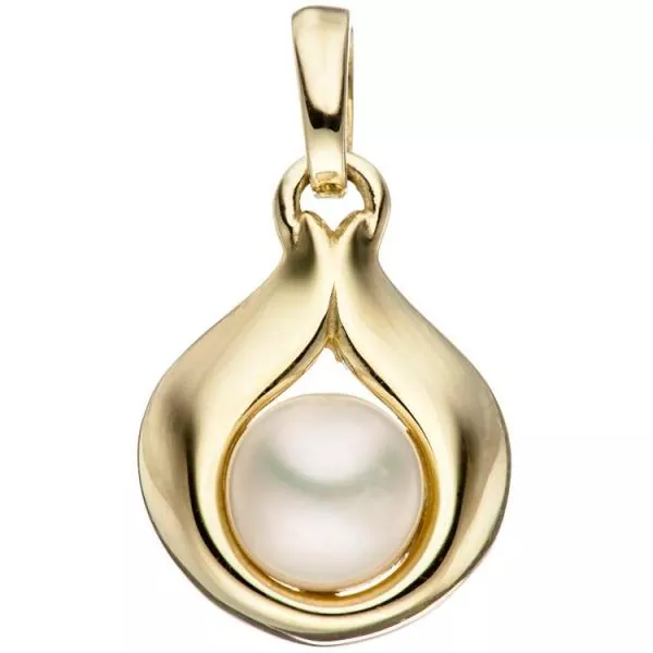 Anhänger Tropfen 333 Gold Gelbgold 1 Süßwasser Perle Goldanhänger