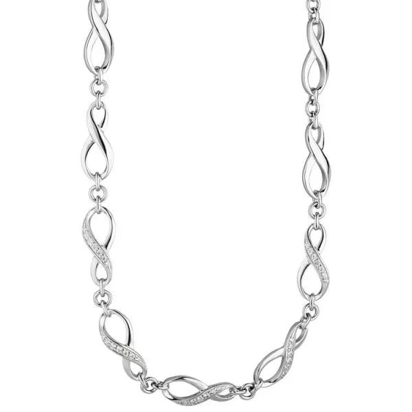 Collier Halskette Unendlich aus 925 Silber mit Zirkonia 48 cm