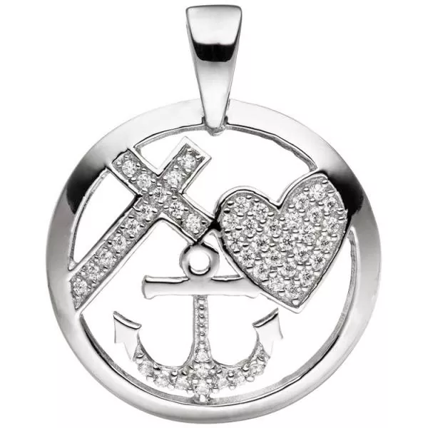 Anhänger Glaube, Liebe, Hoffnung aus Silber mit Zirkonia