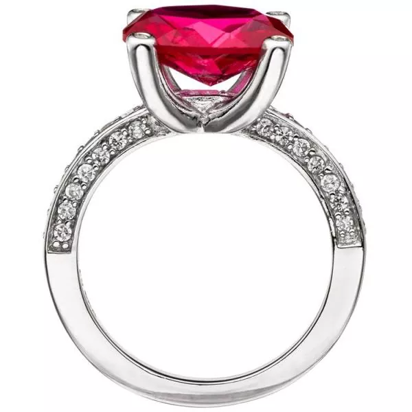 Damen Ring 925 Sterling Silber mit Zirkonia rot und weiß