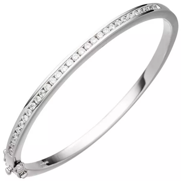 Armreif Armband oval aus 925 Sterling Silber mit Zirkonia