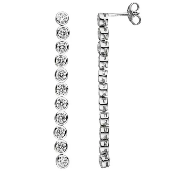 Ohrhänger lang aus 925 Silber 22 Zirkonia 46,4 mm Ohrringe