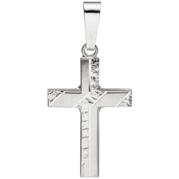 Anhänger Kreuz 925 Silber matt gehämmert KreuzAnhänger