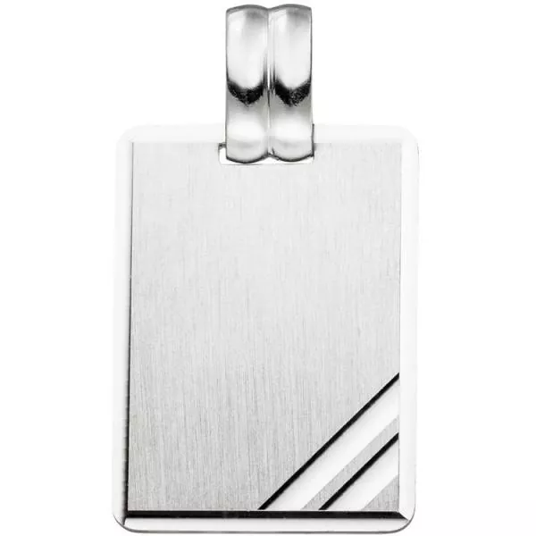 Anhänger Gravur Gravurplatte eckig viereckig 925 Silber matt mattiert
