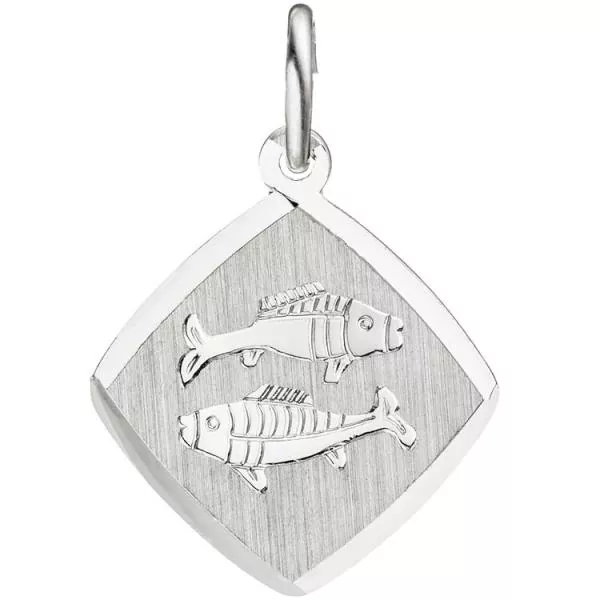 Anhänger Sternzeichen Fische aus 925 Sterling Silber matt