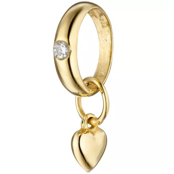Kinder Taufring mit Herz 333 Gold Gelbgold 1 Zirkonia Taufanhänger