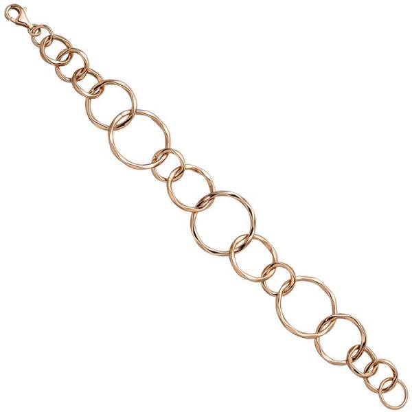 Armband mit großen Gliedern 925 Silber Rotgold vergoldet 19 cm