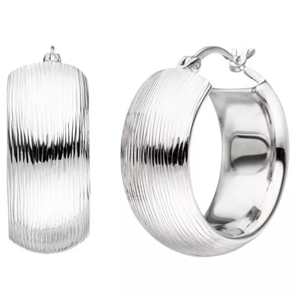 breite Creolen aus 925 Silber mit Struktur