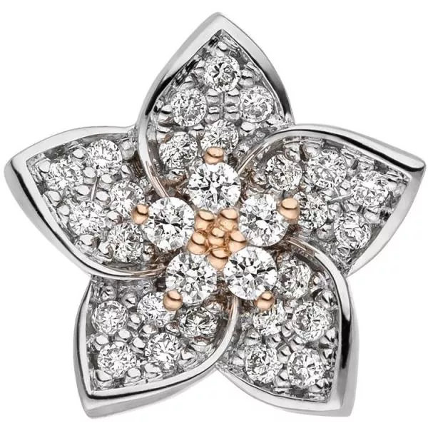 Anhänger Blume aus 585 Rot- und Weißgold mit 30 Diamanten
