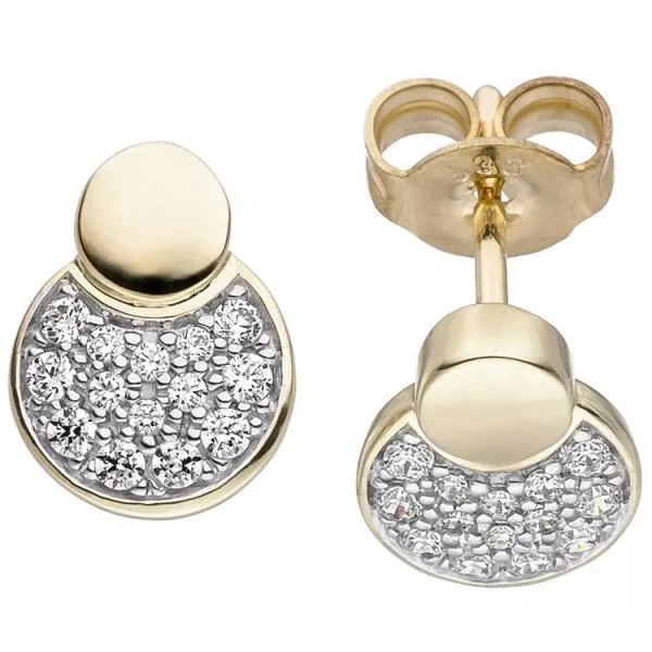 Ohrstecker aus 333 Gelbgold mit 28 Zirkonia