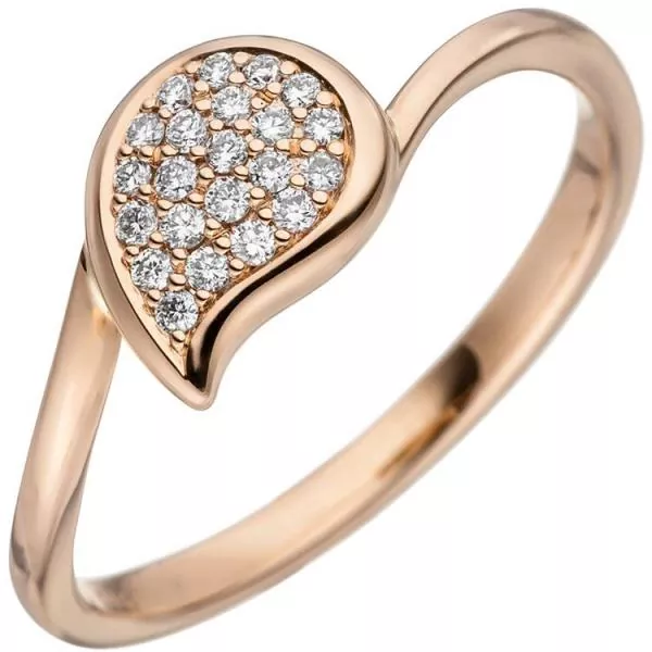 Damen Ring 585 Gold Rotgold 22 Diamanten Diamantring
