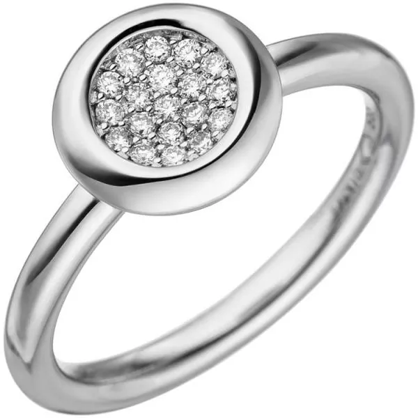 Damen Ring 585 Gold Weißgold, 19 Diamanten 0,15ct.