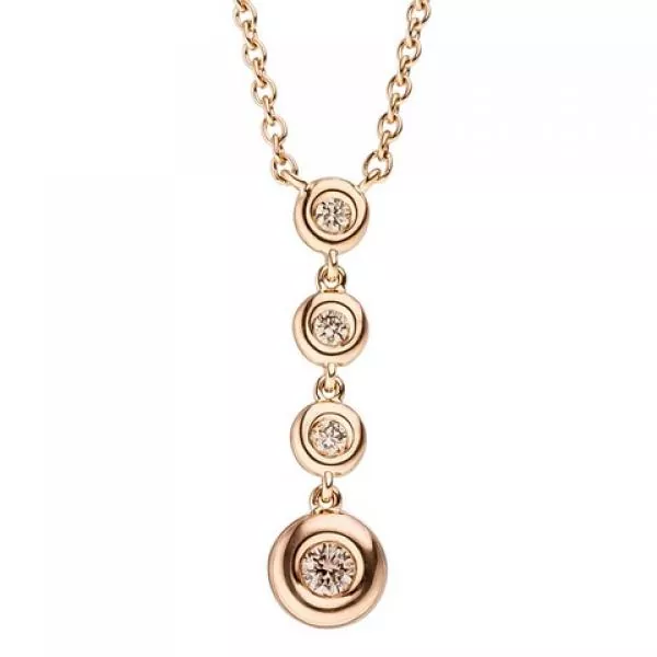 Collier Kette mit Anhänger 585 Gold Rotgold 4 Diamanten Brillanten 44 cm