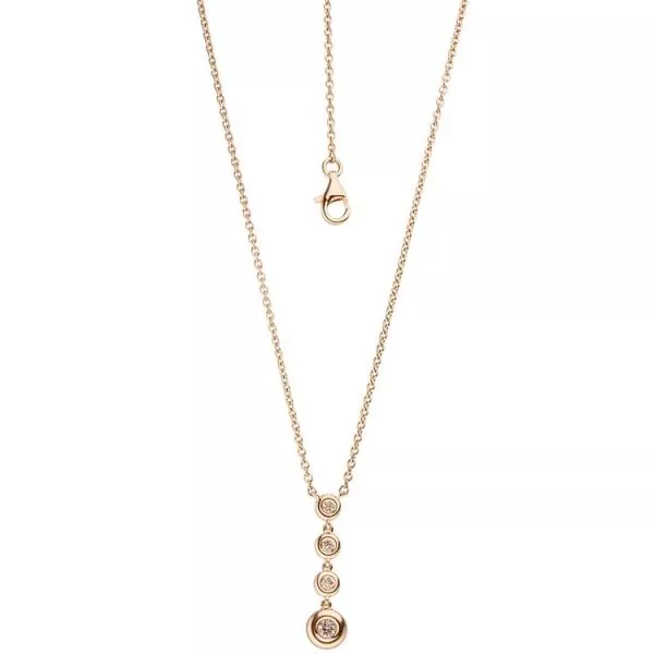 Collier Kette mit Anhänger 585 Gold Rotgold 4 Diamanten Brillanten 44 cm