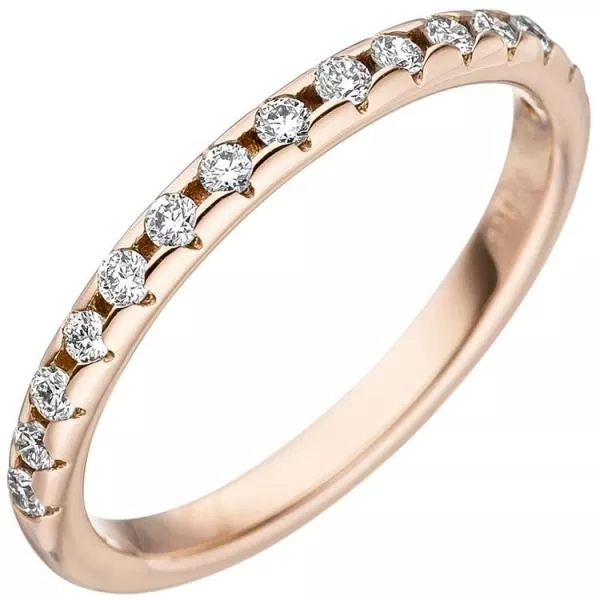Damen Ring 585 Gold Rotgold 15 Diamanten Rotgoldring