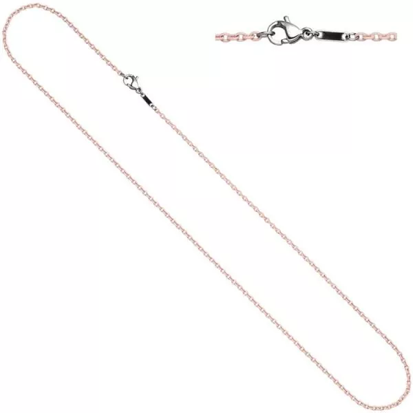 Rundankerkette Edelstahl rosa lackiert 50 cm Kette Halskette Karabiner