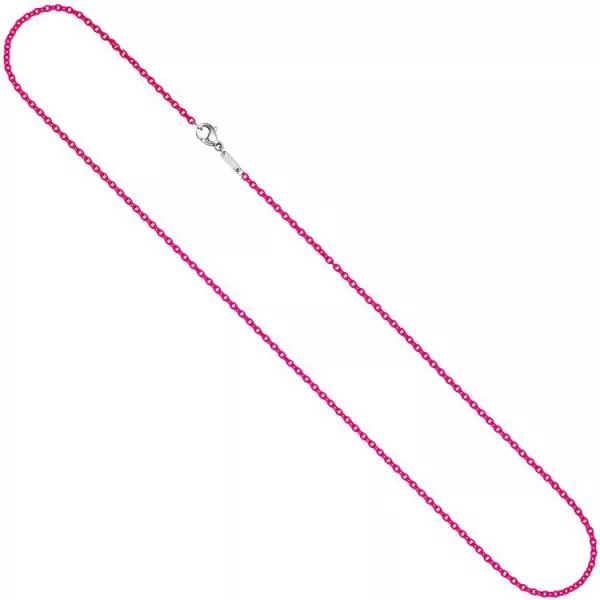 Rundankerkette Edelstahl pink lackiert 45 cm Kette Halskette Karabiner
