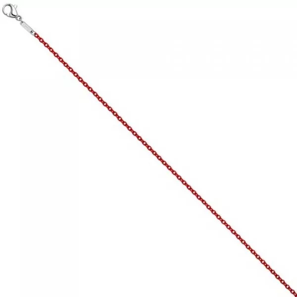 Rundankerkette Edelstahl rot lackiert 42 cm Kette Halskette Karabiner