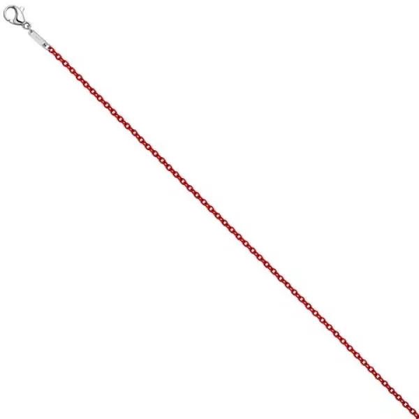 Rundankerkette Edelstahl rot lackiert 42 cm Kette Halskette Karabiner