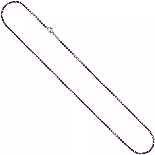 Rundankerkette Edelstahl rot weinrot lackiert 42 cm Kette Halskette Karabiner