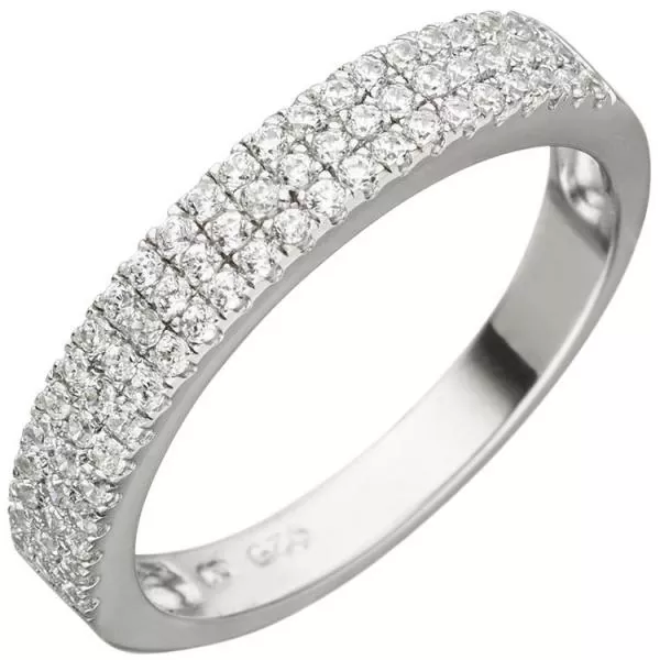 Damen Ring 925 Sterling Silber mit 69 Zirkonia