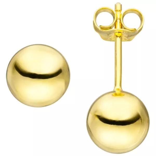 Kugel Ohrstecker aus 925 Silber Gelbgold vergoldet