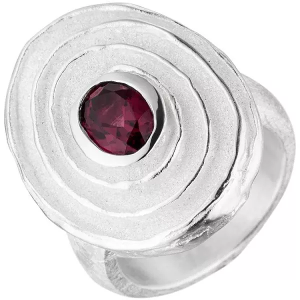 Damen Ring 925 Sterling Silber teil matt 1 Rhodolith