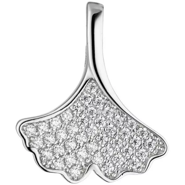 Anhänger Ginko aus 925 Silber mit Zirkonia
