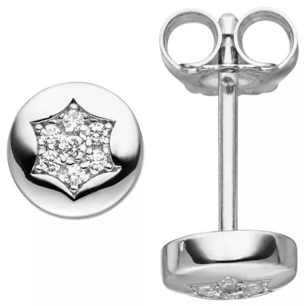 Ohrstecker Stern aus 925 Silber mit 14 Zirkonia