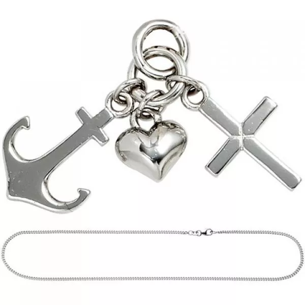 Kinder Anhänger Glaube Liebe Hoffnung 925 Silber mit Kette 38 cm