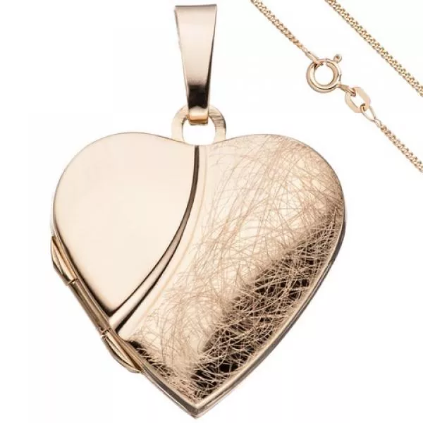 Medaillon Herz zum Öffnen 925 Silber rosegold vergoldet Kette 45 cm