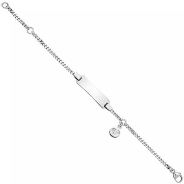 Schildband Babyfüße 925 Sterling Silber 14 cm Kinder Gravur ID Armband