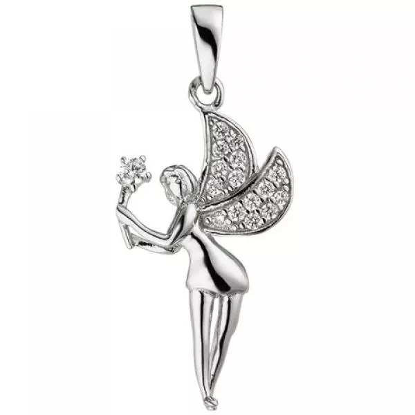 Anhänger Elfe Fee 925 Sterling Silber 16 Zirkonia Silberanhänger