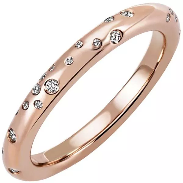 Damen Ring 585 Gold Rotgold Roségold, 34 Diamanten