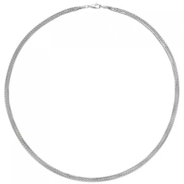 Halskette Popcorn Kette 3-reihig 750 Gold Weißgold 45 cm Karabiner