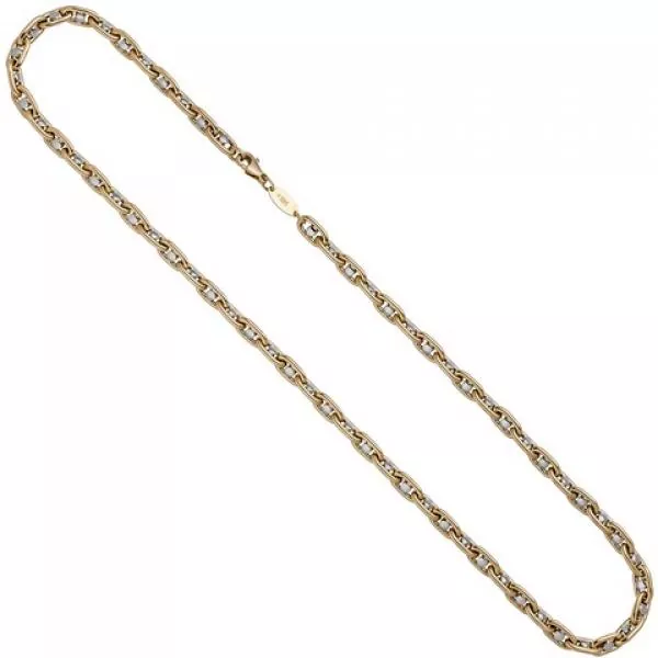Halskette 585 Gelbgold Weißgold bicolor 55 cm Goldkette Fantasiekette