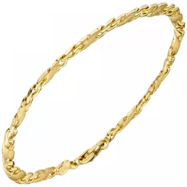 Armband 585 Gold Gelbgold teil matt 21 cm Goldarmband