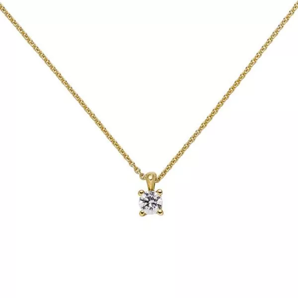 Collier Kette mit Anhänger 585 Gelbgold 1 Diamant Brillant 0,25 ct. 45 cm
