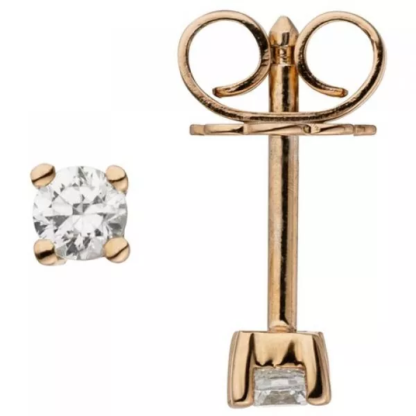 Ohrstecker 585 Rotgold 2 Diamanten Brillanten 0,24 ct. Ohrringe
