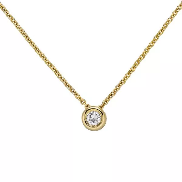 Collier Kette mit Anhänger 585 Gelbgold 1 Diamant Brillant 0,15 ct. 45 cm