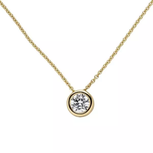 Collier Kette mit Anhänger, 585 Gold Gelbgold 1 Diamant Brillant 1,0 ct. 45 cm