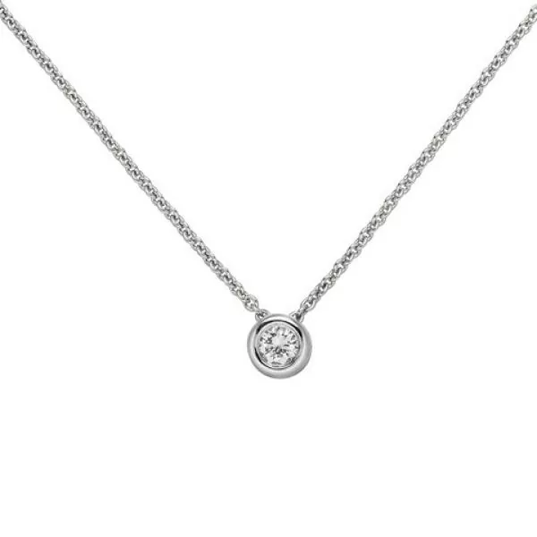 Collier Kette mit Anhänger 585 Gold Weißgold 1 Diamant Brillant 0,25 ct. 45 cm